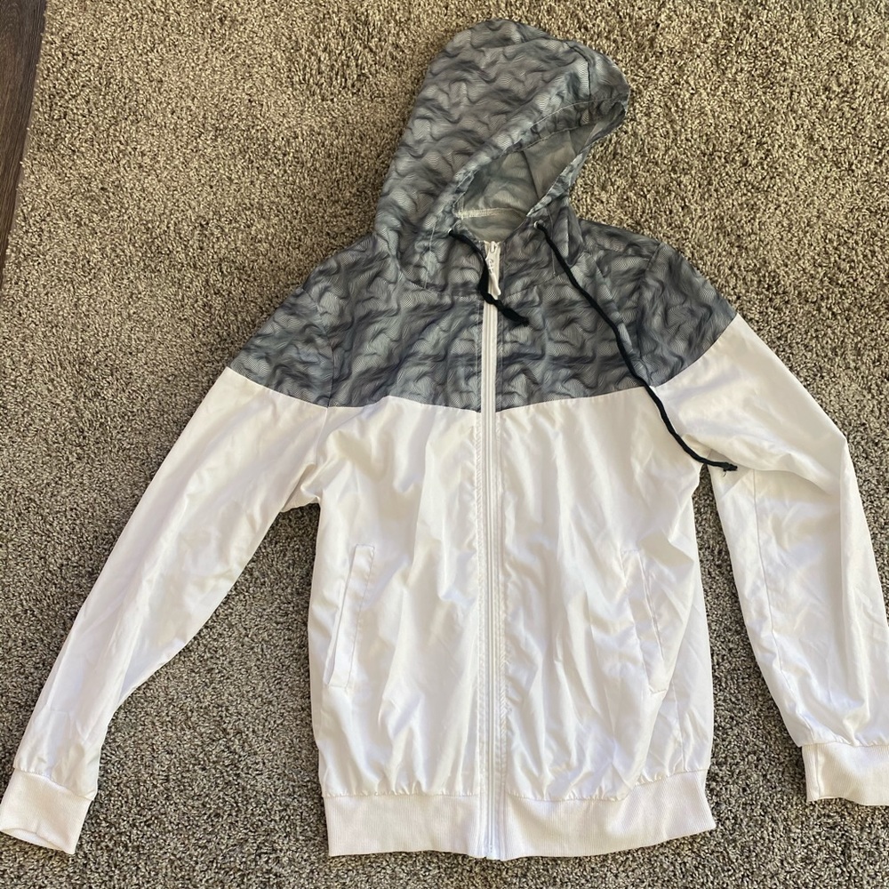 Windbreaker bomber white and gray jacket